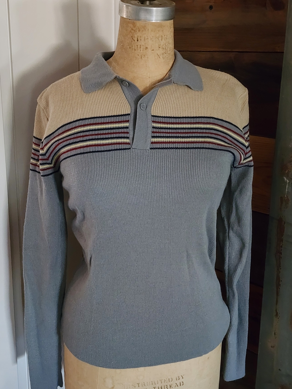 Vintage Montgomery Ward Long Sleeve Polo Sweater